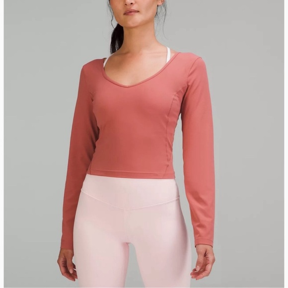 lululemon athletica Tops - Lululemon Align Long Sleeve Cropped Shirt pink savannah Size 6